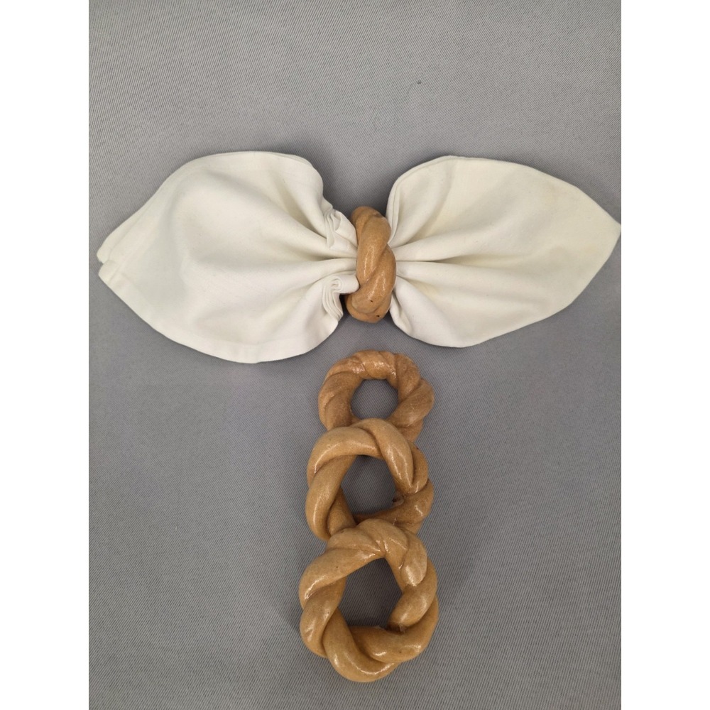 Rope Bread Taralli Semit Pretzel Napkin Rings Set Of 4 Table Decor 2x2 Beige